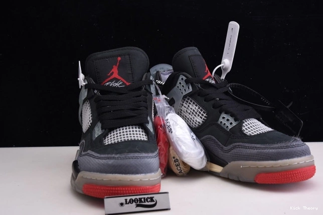 Kicked Out Shoe Store Jordan Bred White Air x Off Retro 4 CV9388-001 0710